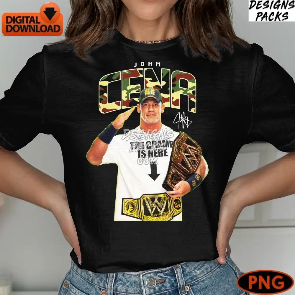 John Cena Camouflage Logo Instant Download Png Wrestling Champion Fan Art Digital Sports