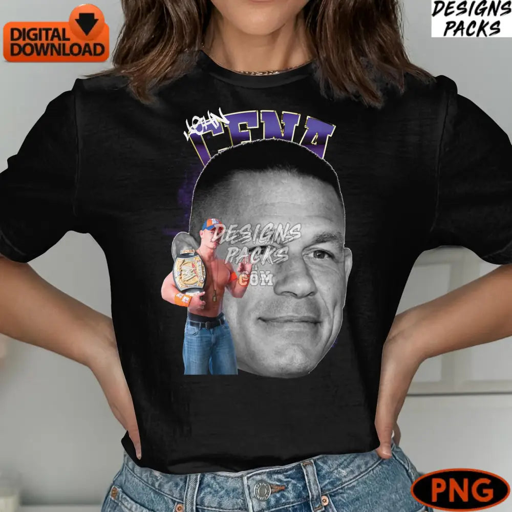 John Cena Wrestling Champion Digital Art Star Superstar Instant Download Png