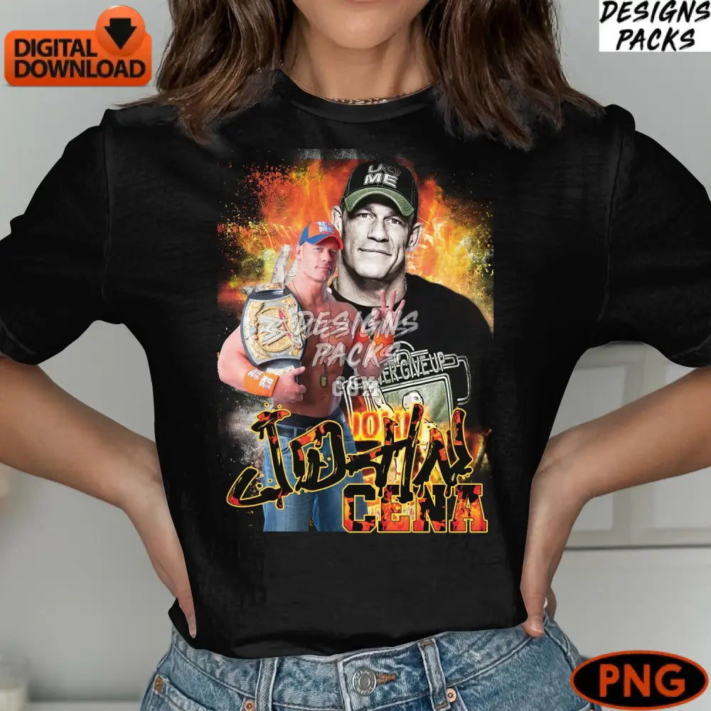 John Cena Wrestling Champion Digital Art Star Superstar Png Instant Download