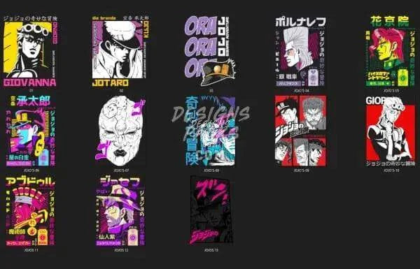 13 JoJo's Bizarre Adventure Designs Bundle PNG