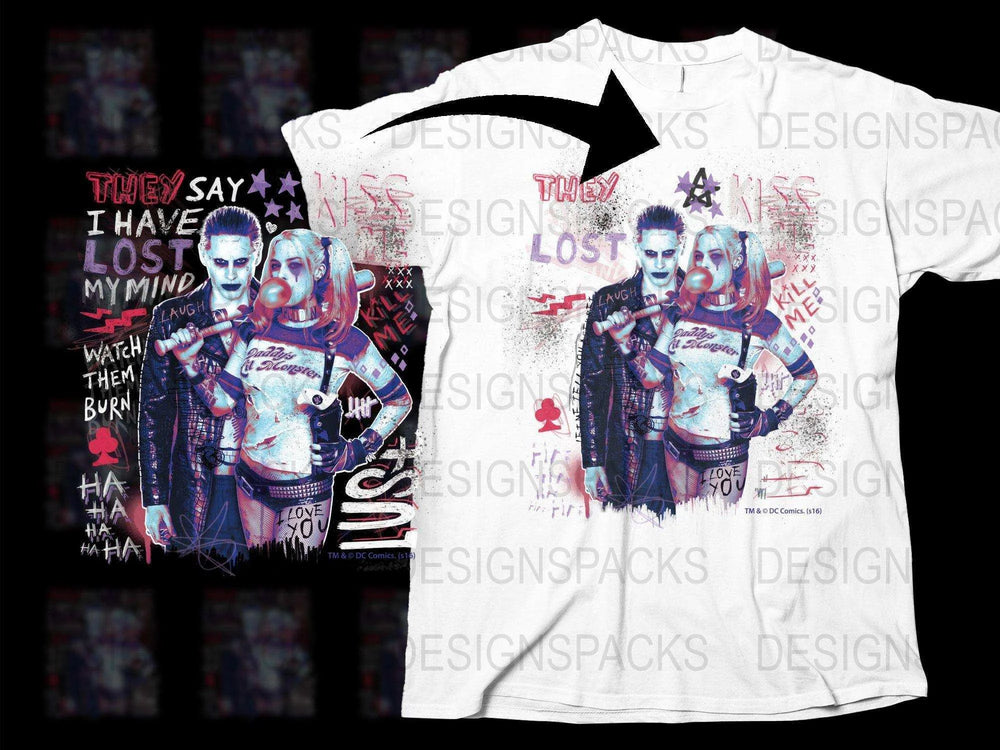 Joker and Harley Quinn Graffiti Style Artwork Png Digital Download