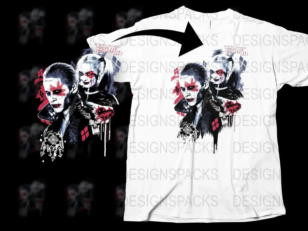 Joker and Harley Quinn Graphic Png Digital Download