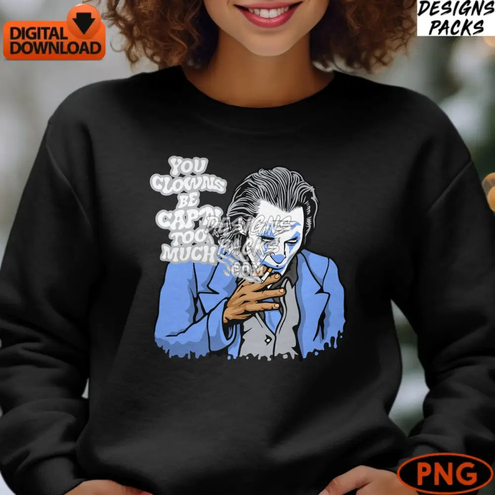 Joker Inspired Digital Art Smoking Clown Comic Style Illustration Instant Download Png