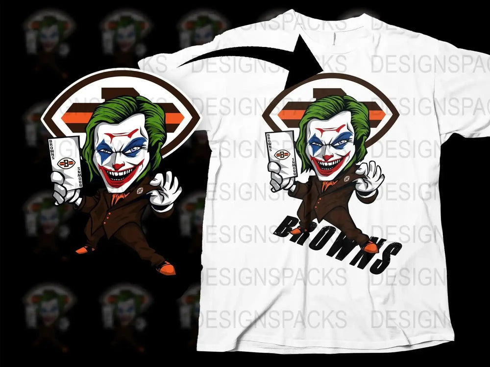 Joker Styled Cleveland Browns Football Fan Png Digital Download
