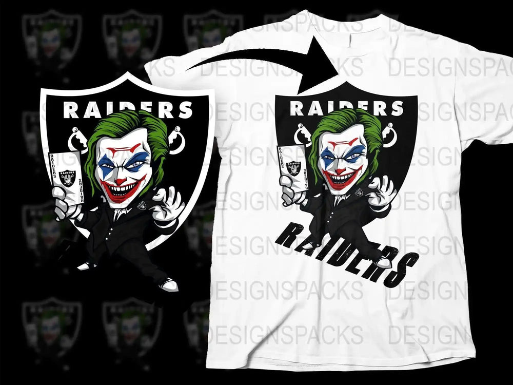 Joker-Themed Raiders NFL Fan Graphic Png Digital Download