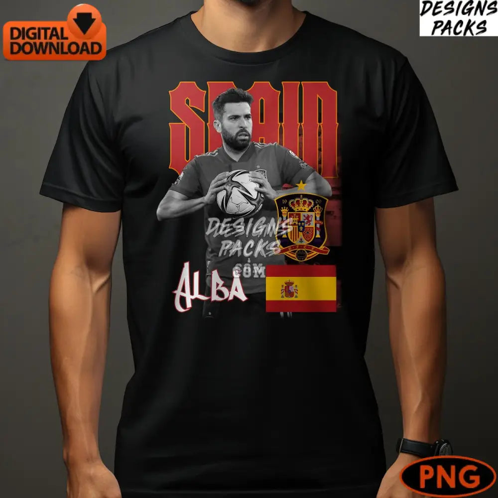 Jordi Alba Spain Soccer Art Digital Png Instant Download Sports Fan Player Print Vibrant Team Colors