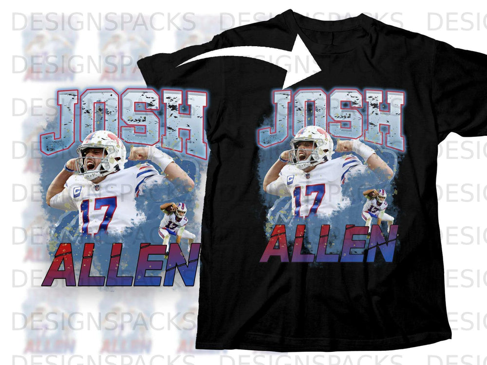 Josh Allen #17 football shirt with player and team name graphics.