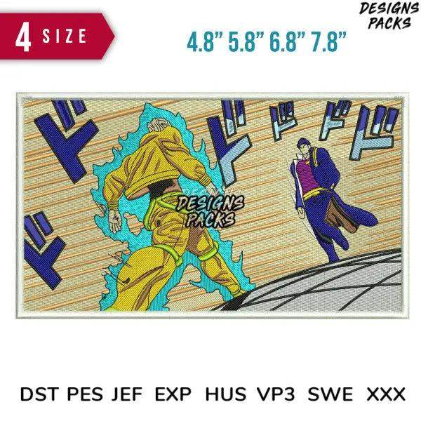 Jotaro ready fight Embroidery Design 4.8" 5.8" 6.8" 7.8"