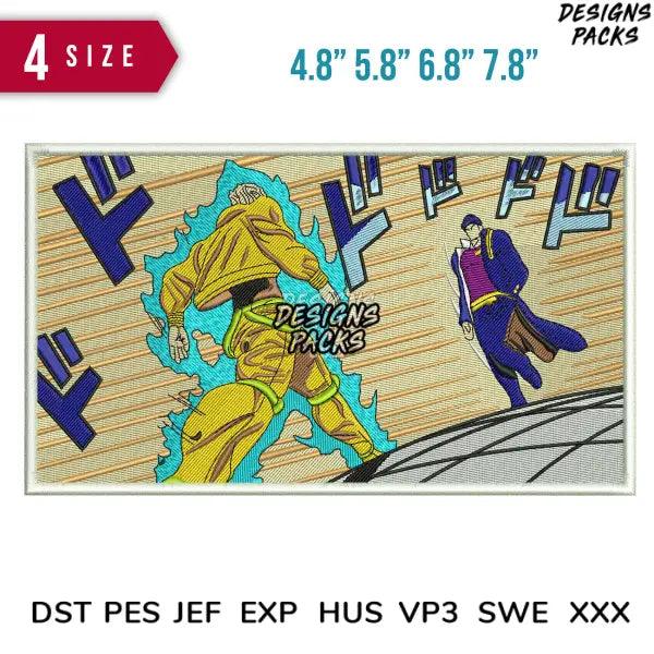 Jotaro ready fight Embroidery Design 4.8" 5.8" 6.8" 7.8"