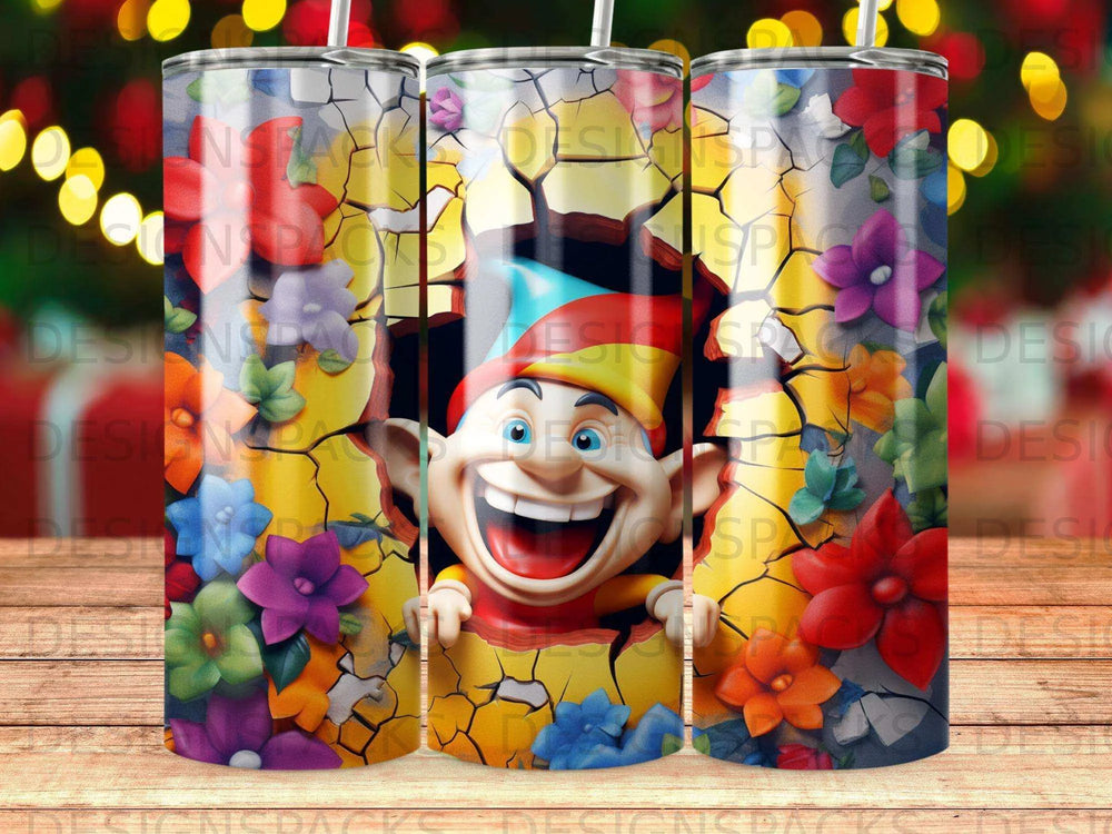 Joyful Gnome Burst Tumbler Digital Wrap Design