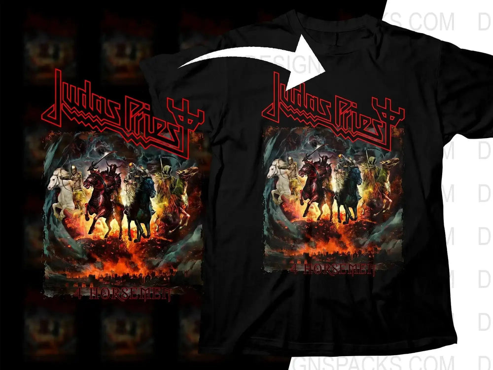 Judas Priest 4 Horsemen Rock Design Png Halftone Digital Download