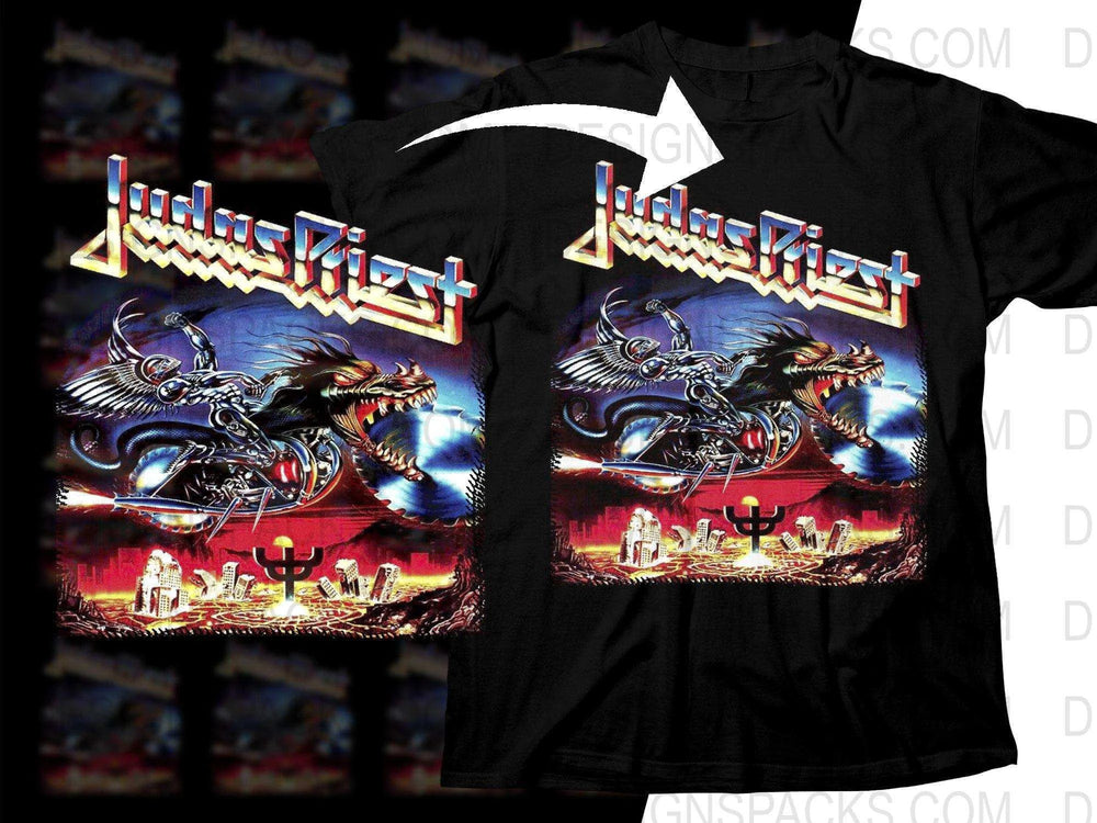 Judas Priest Retro Rock Band Tour Poster Design Png Halftone Digital Download