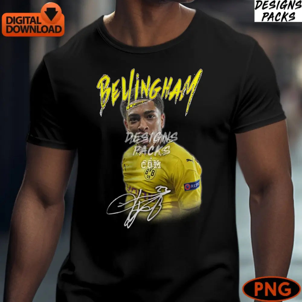 Jude Bellingham Digital Art Borussia Dortmund Inspired Png Instant Download Soccer Player