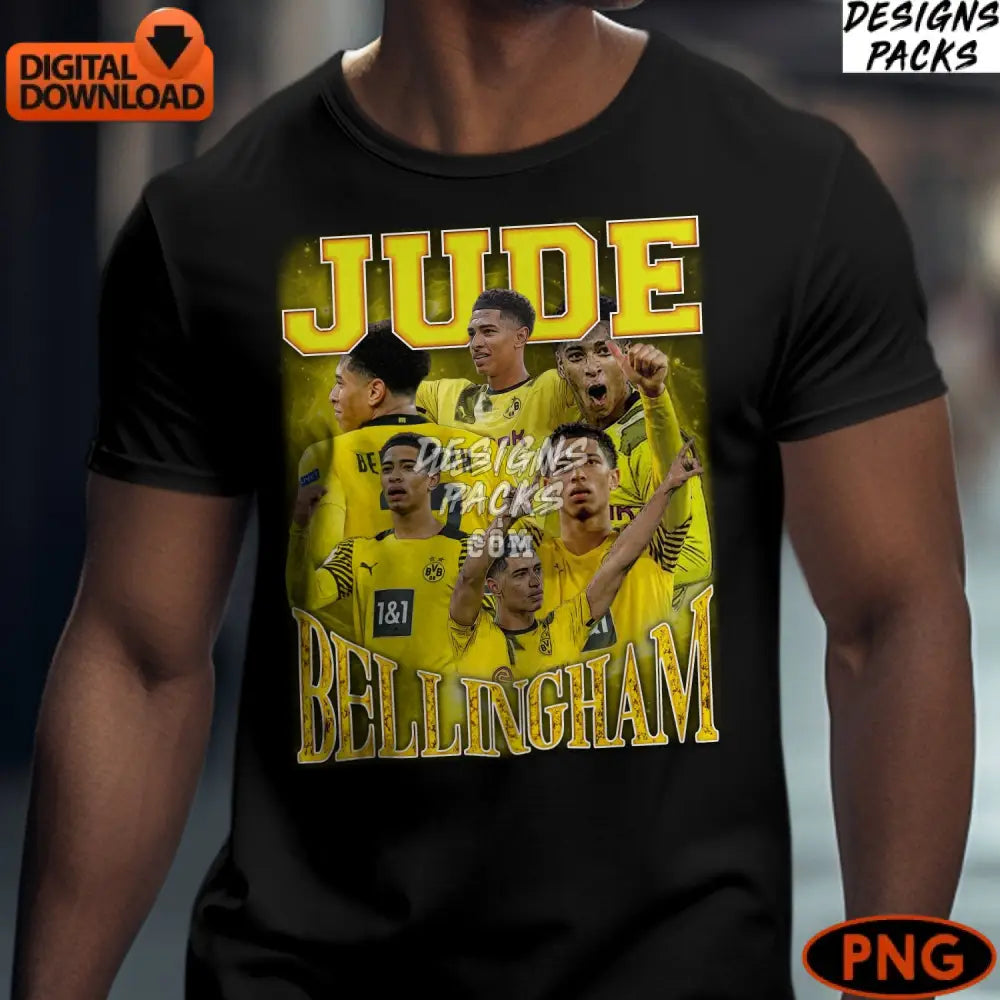 Jude Bellingham Digital Borussia Dortmund Montage Soccer Player Art Instant Download Png