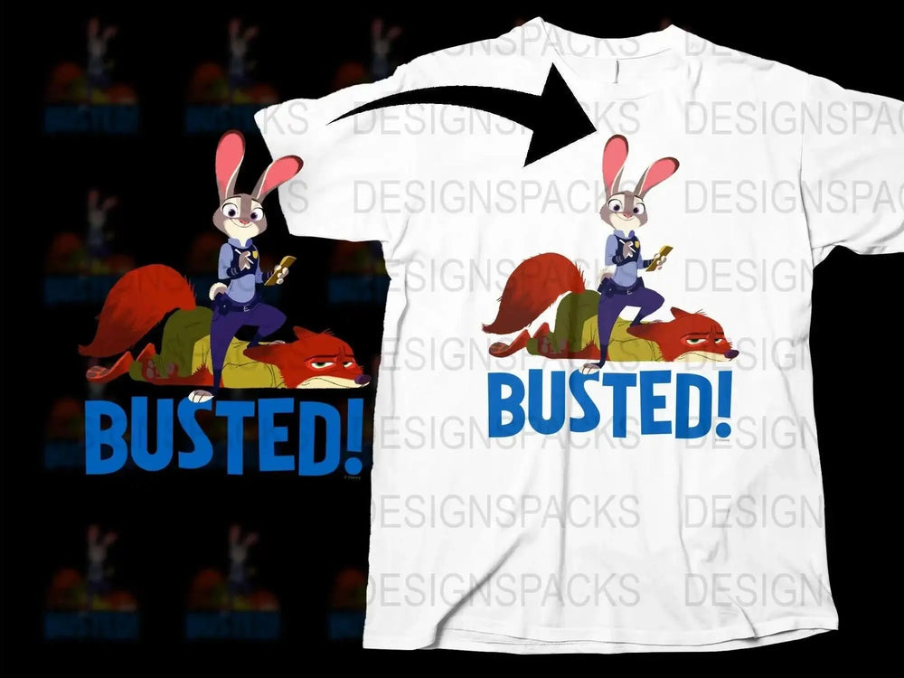 Cartoon Rabbit and Fox Graphic Tee, Funny Animal Busted Design, Unisex White T-Shirt