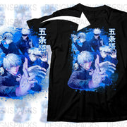 Anime Inspired T-Shirt, Cool Blue Graphic Tee, Men's Women's Casual Streetwear, Unique Manga Character Design, Fashionable Urban Apparel