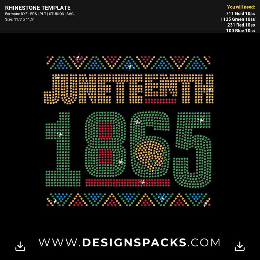 Juneteenth 1865 Woman Face Rhinestone Digital Template
