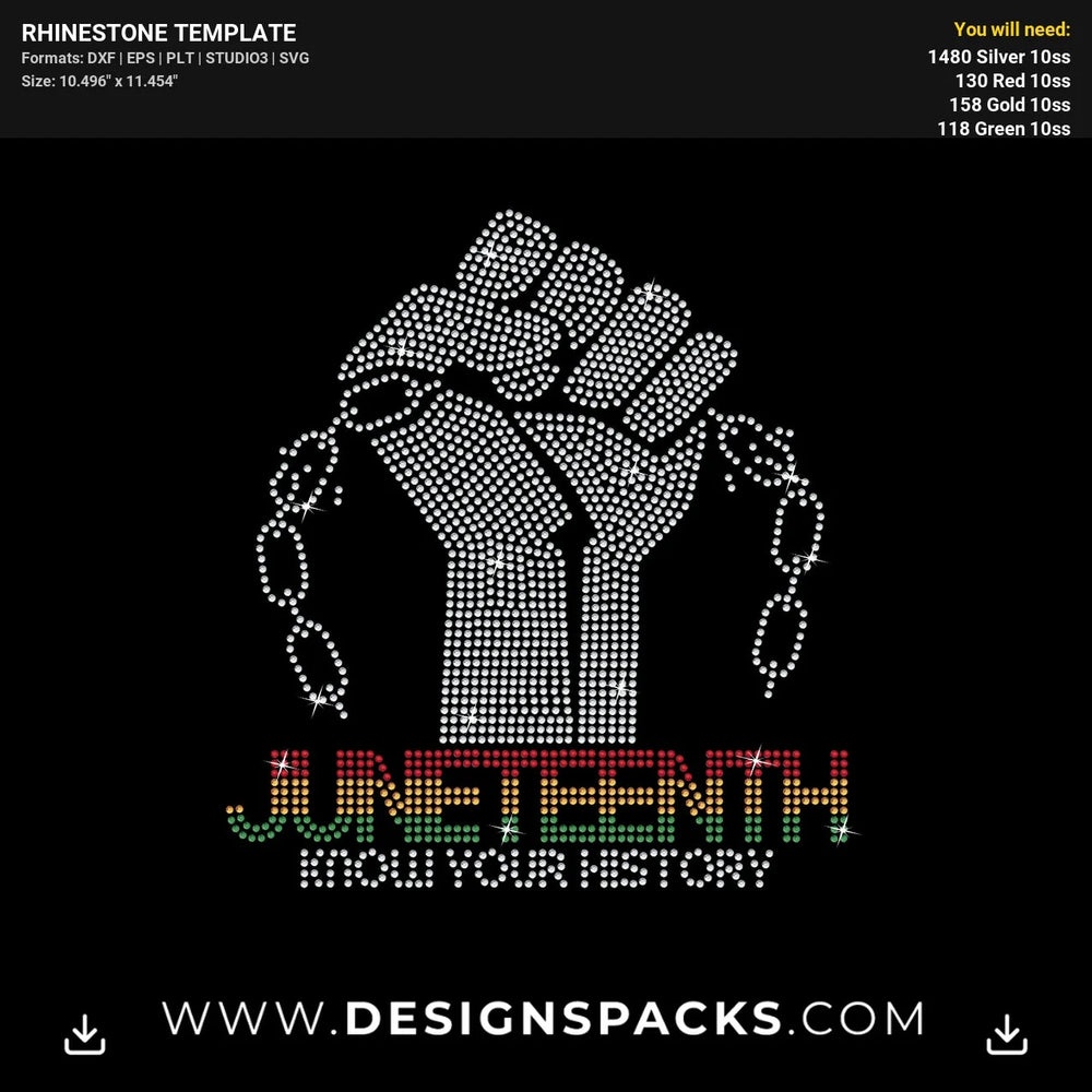 Juneteenth Know History Rhinestone Digital Template