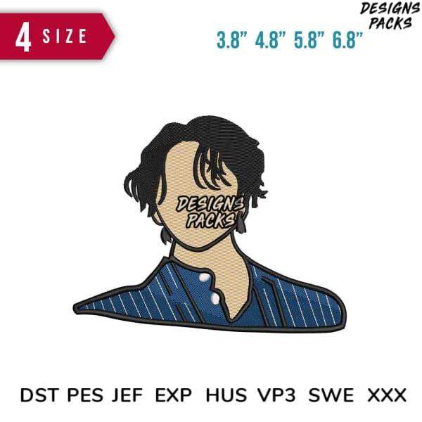 Embroidery design of man in striped shirt, available in 4 sizes & multiple formats (DST, PES, JEF, EXP, HUS, VP3, SWE, XXX)