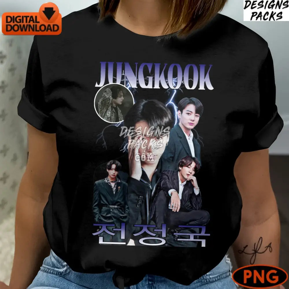 Jungkook Fan Art Digital Download Bts Inspired K-Pop Idol Png Instant