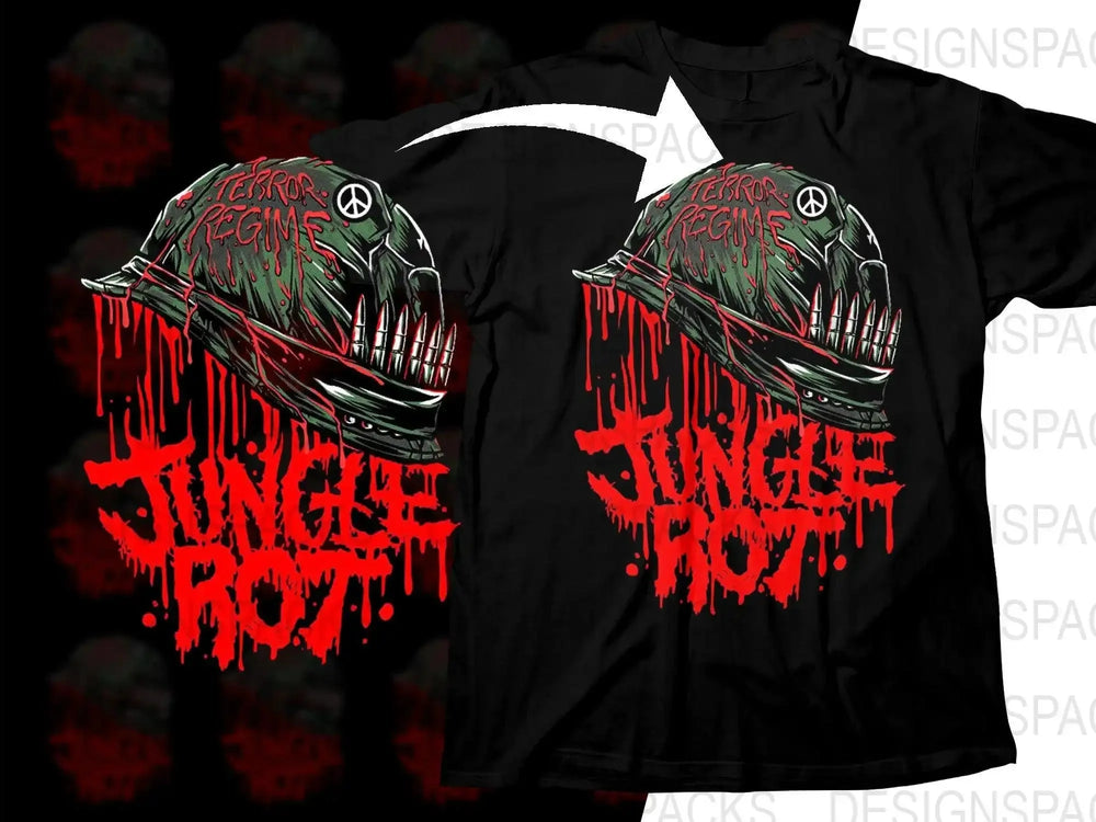 Jungle Rot Terror Regime Album Cover Rock Band Graphic Png Halftone Digital Download