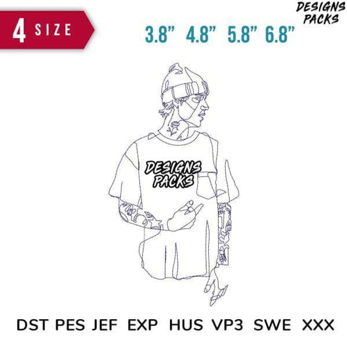 Print-ready embroidery design with 4 size options for DTG/DTF, compatible with DST PES JEF formats