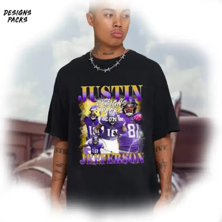Justin Jefferson Vintage Retro Bootleg Png Design