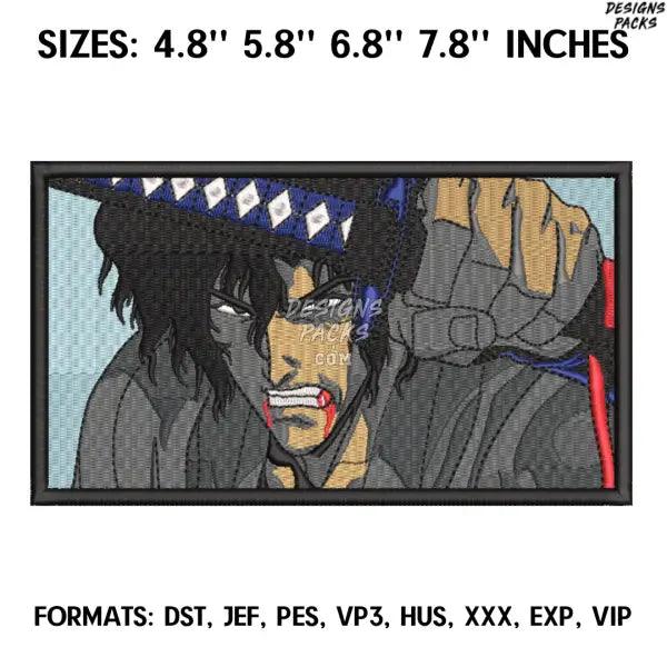 Juubee Ninpuuchou Embroidery Design File, Ninja Scroll Anime Embroidery Design, Machine embroidery, Anime Design Pes