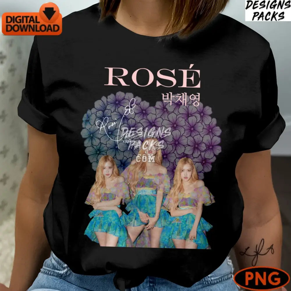 K-Pop Inspired Floral Digital Art Instant Download Png Perfect For Fans And