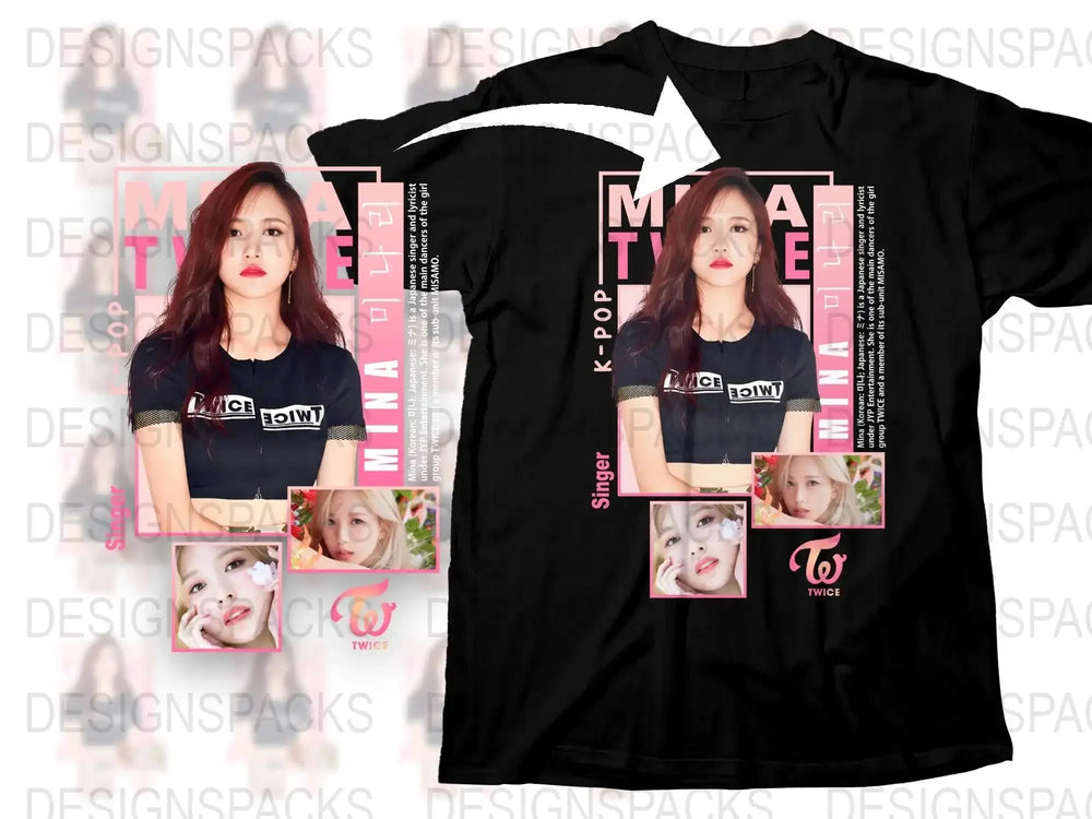 K-Pop Fan Twice Inspired T-Shirt, Women's Fashion Music Tee, Black Pink Letter Design, Casual Streetwear Gift for Her