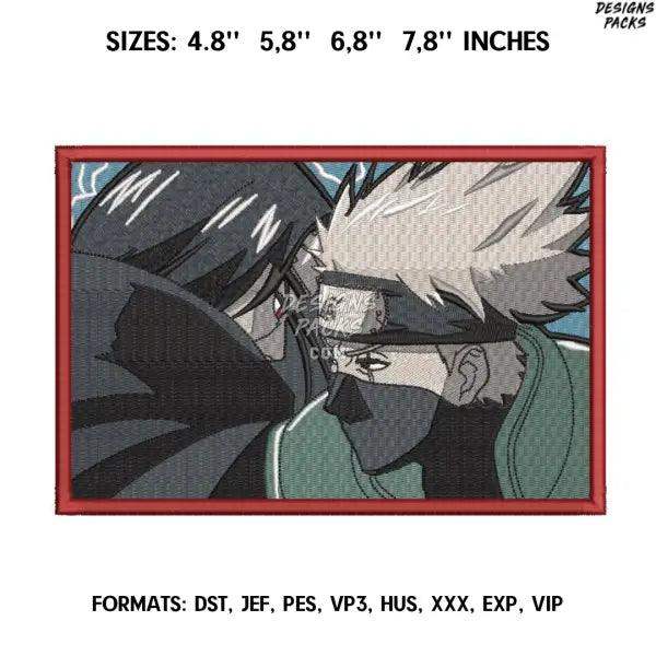 Kakashi and Itachi Embroidery Design File Pes, Anime design Naruto, Embroidery Pattern. Anime Naruto art