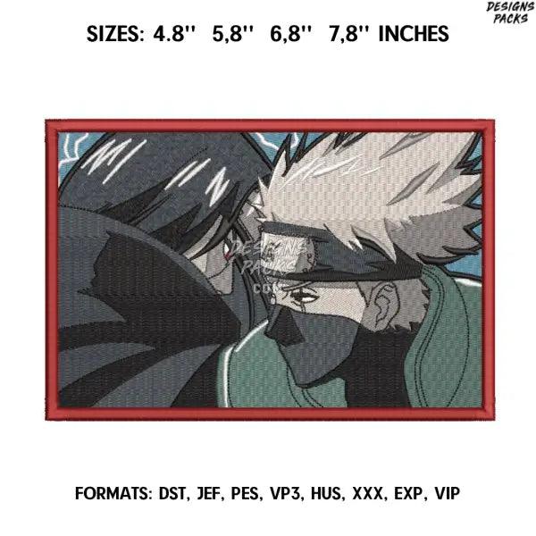 Kakashi and Itachi Embroidery Design File Pes, Anime design Naruto, Embroidery Pattern. Anime Naruto art