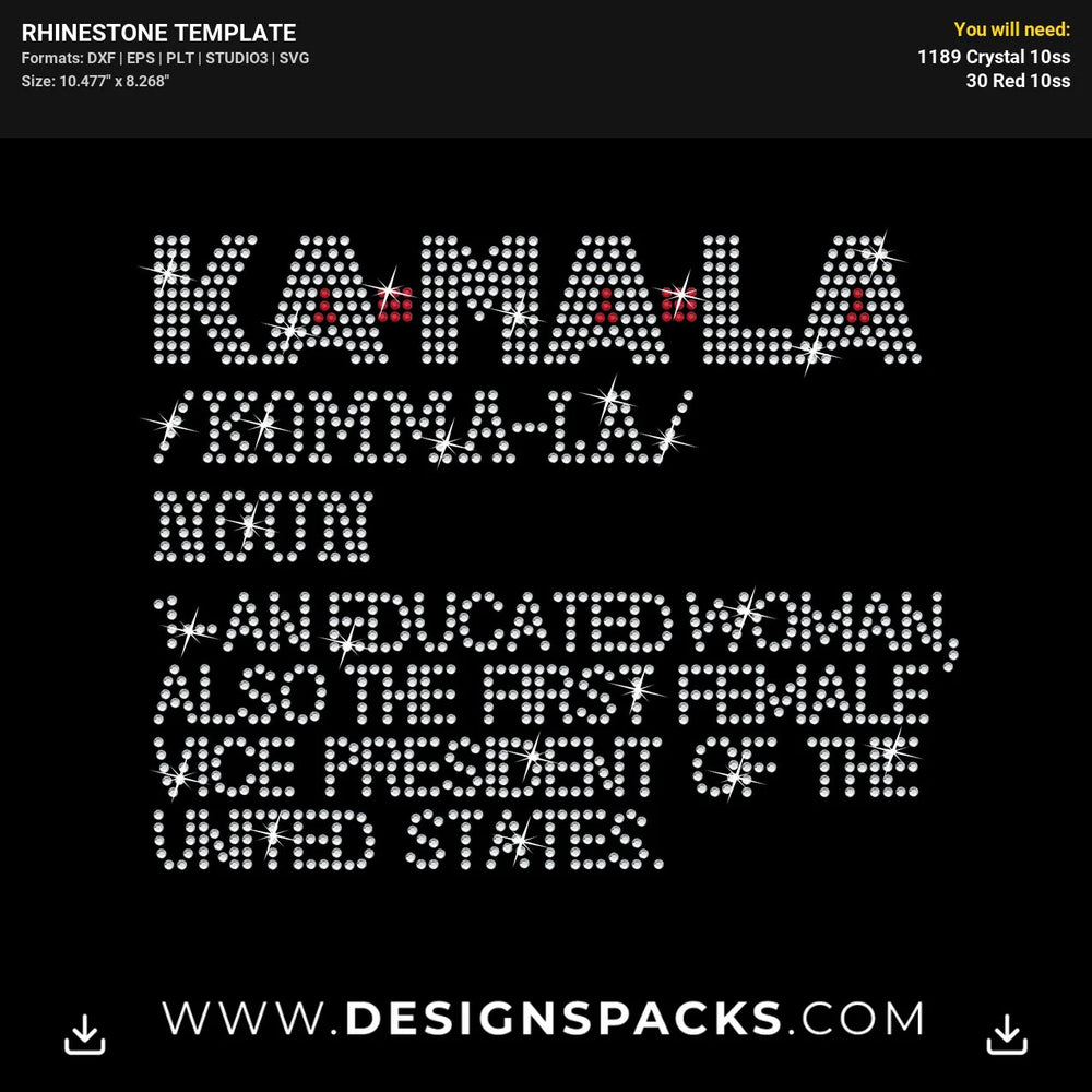 Kamala Definition Updated Rhinestone Digital Template