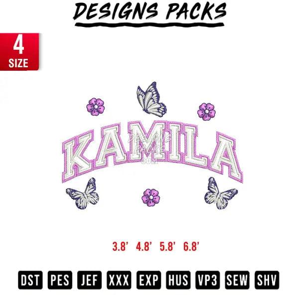 Kamila and Butterfly Embroidery Design 