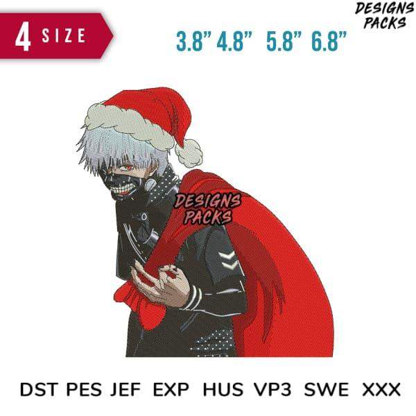 Anime Santa character embroidery design in 4 sizes, DST PES JEF formats for instant download