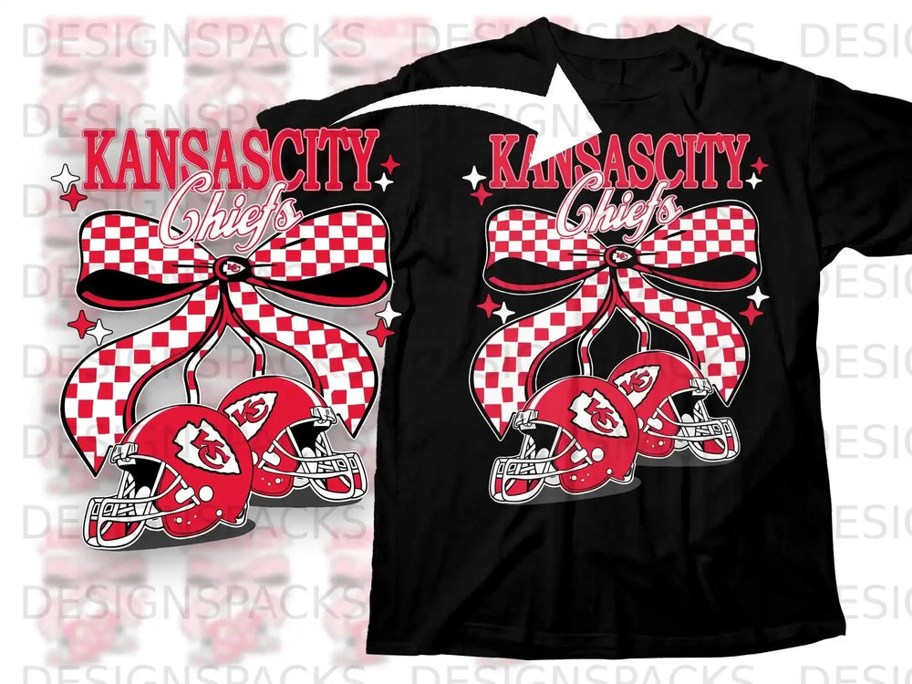 Kansas City Chiefs Bow and Helmets Graphic T-Shirt