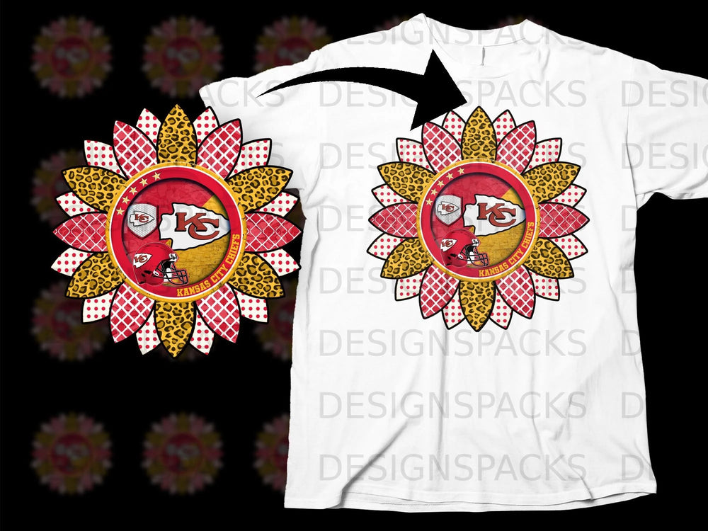 Kansas City Chiefs sunflower design on a white t-shirt.