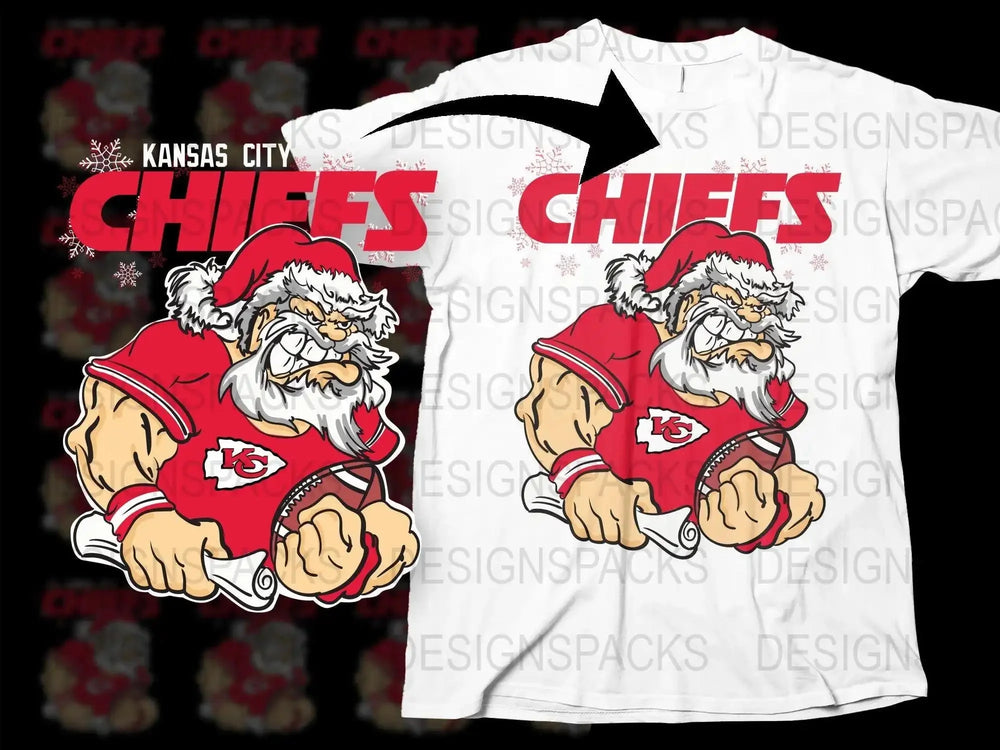 KANSAS CITY CHIEFS Team Christmas Football Santa Png Digital Download