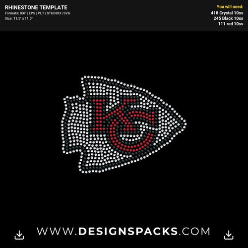 Kansas City Logo Chiefs Rhinestone Digital Template