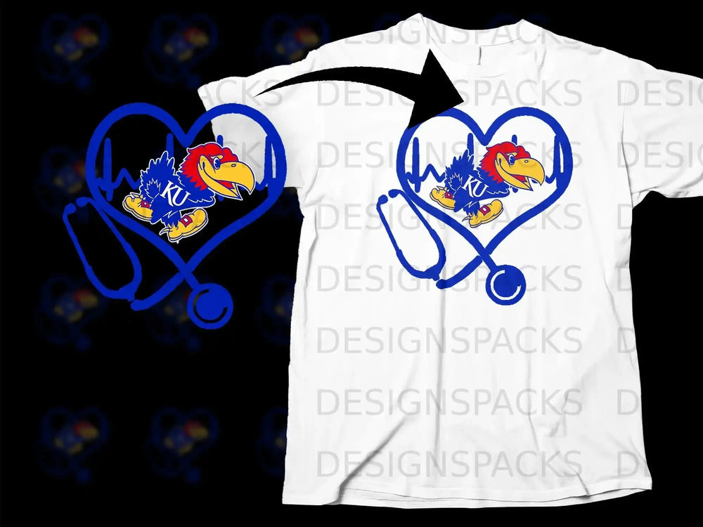 Kansas Jayhawks Heartbeat Stethoscope T-shirt