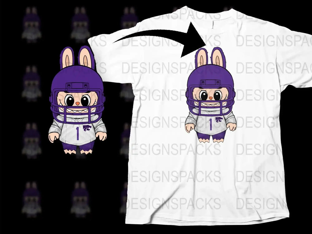 Cute Cartoon Rabbit Football Player T-Shirt, Kids Sports Graphic Tee, Fun Animal Character Apparel, Casual Youth Top