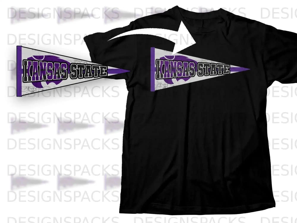 Kansas State Flag Design Black Short Sleeve Shirt