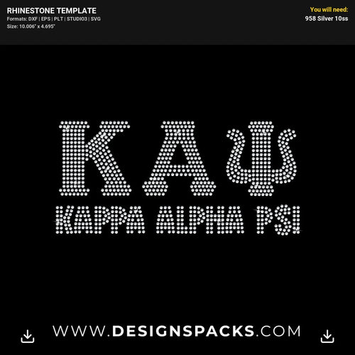 Kappa Alpha Psi Fraternity Crest Rhinestone Digital Template