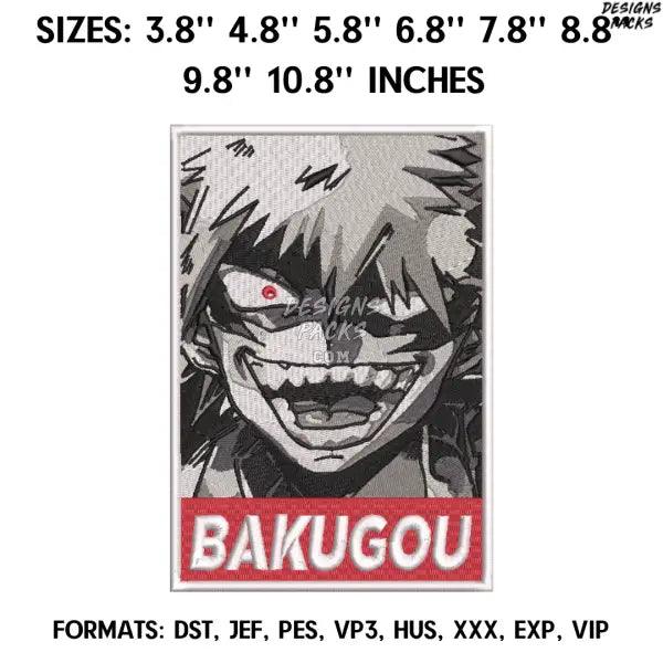 Katsuki Bakugo Embroidery Design File, My Hero Academia Anime Embroidery Design, Bakugo.