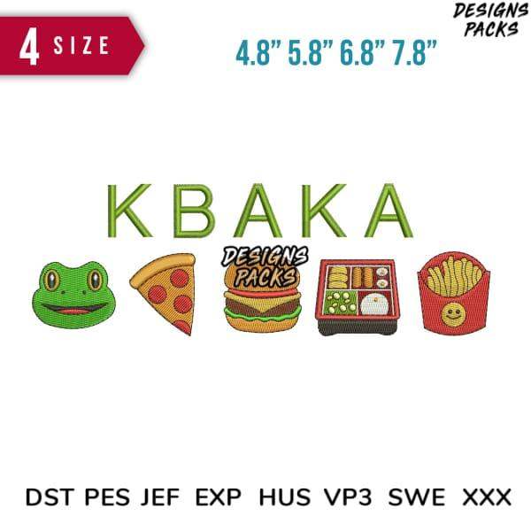 KBaka food-themed embroidery designs in 4 sizes, including frog, pizza, burger, bento, fries – DST PES JEF formats