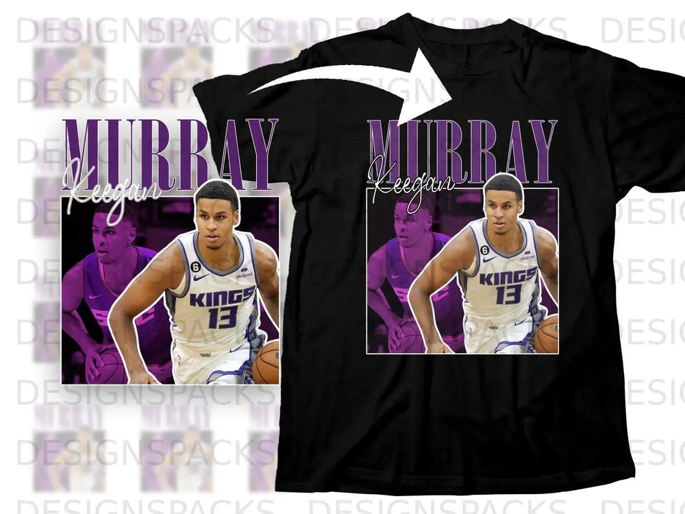 Keegan Murray graphic on black t-shirt with "MURRAY" text.