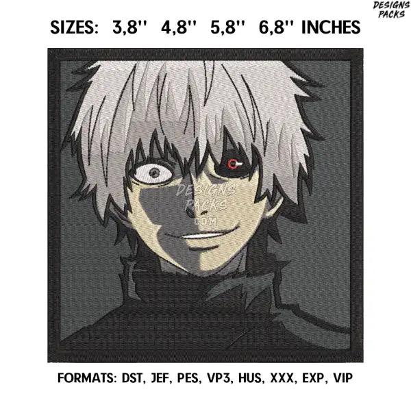 Ken Kaneki Embroidery Design File, Tokyo Ghoul Anime Embroidery Design, Machine Embroidery, Anime Pes Design Brother