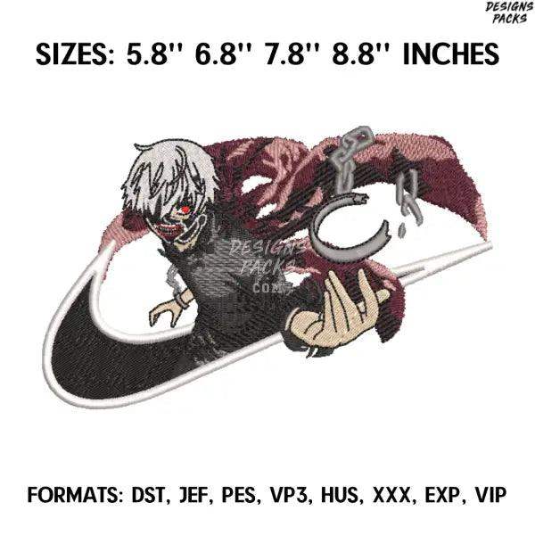 Ken Kaneki Embroidery Design File, Tokyo Ghoul Anime Embroidery Design, Machine Embroidery, Anime Pes Design Brother