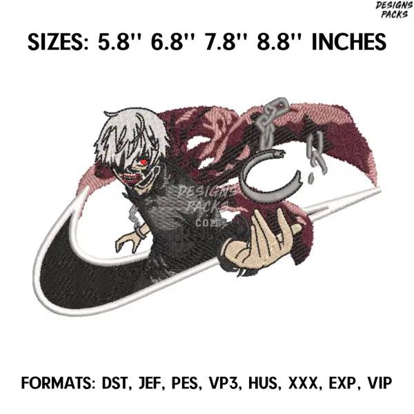 Ken Kaneki Embroidery Design File, Tokyo Ghoul Anime Embroidery Design, Machine Embroidery, Anime Pes Design Brother