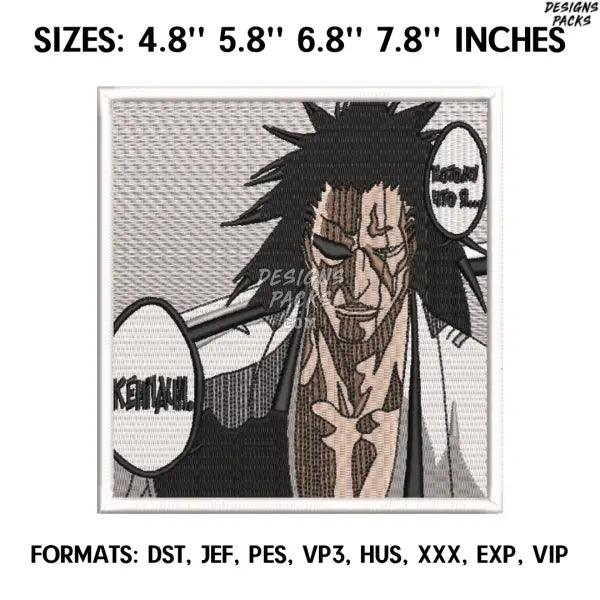 Kenpachi Zaraki Embroidery Design File, Bleach Anime Embroidery Design,.  Anime Pes Design